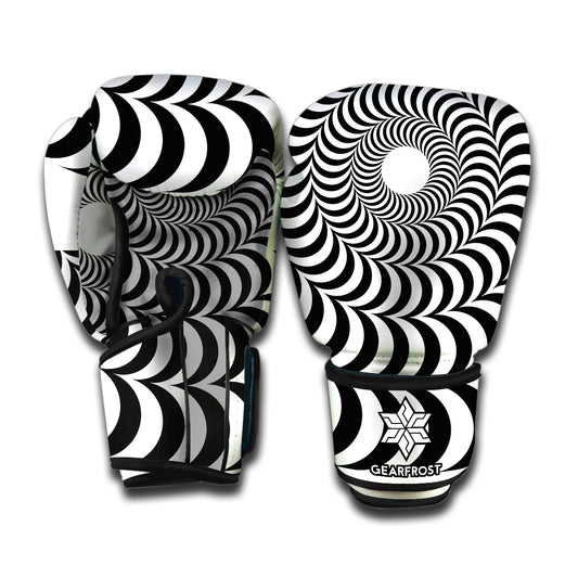 Black And White Circle Illusion Print Boxing Gloves
