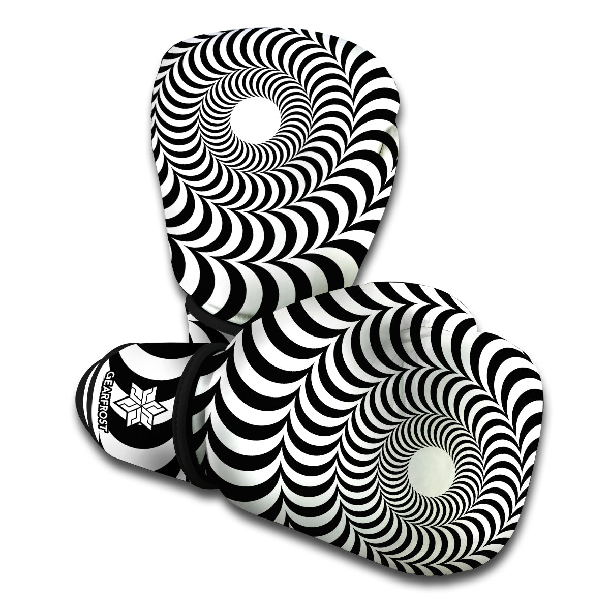 Black And White Circle Illusion Print Boxing Gloves