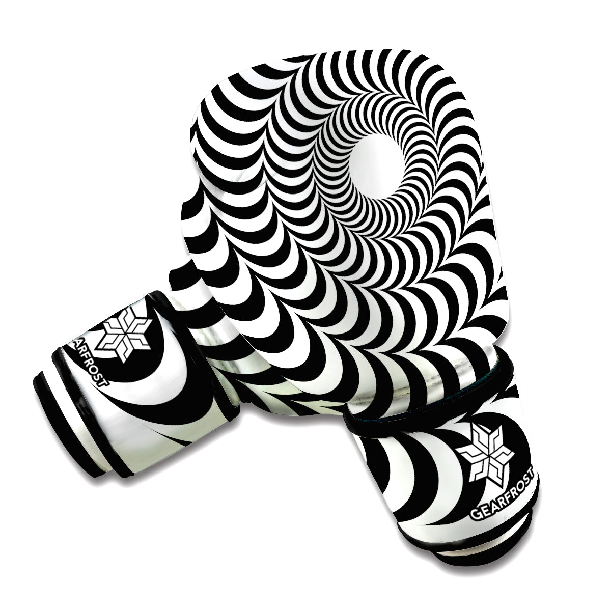 Black And White Circle Illusion Print Boxing Gloves