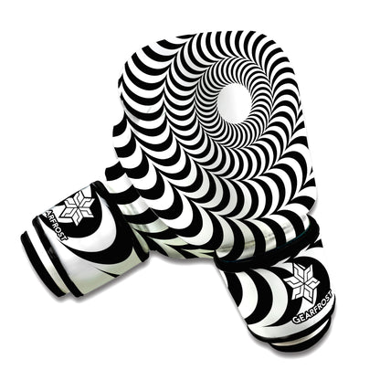 Black And White Circle Illusion Print Boxing Gloves