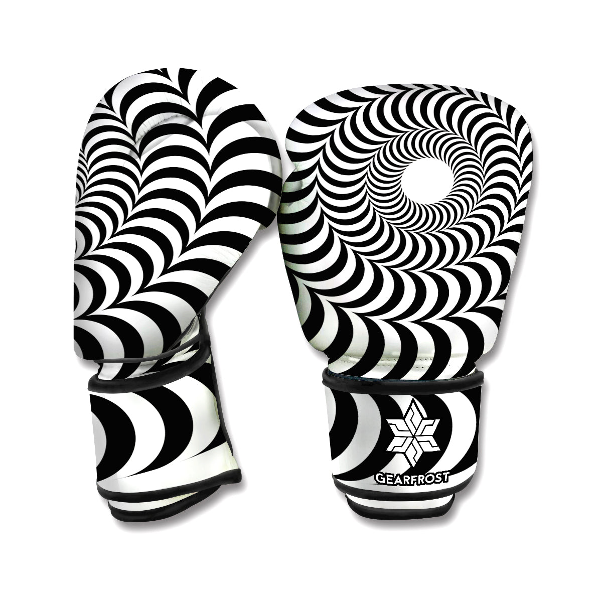 Black And White Circle Illusion Print Boxing Gloves