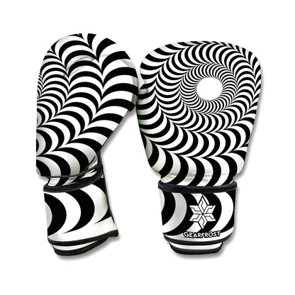 Black And White Circle Illusion Print Boxing Gloves