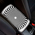 Black And White Circle Illusion Print Car Center Console Cover