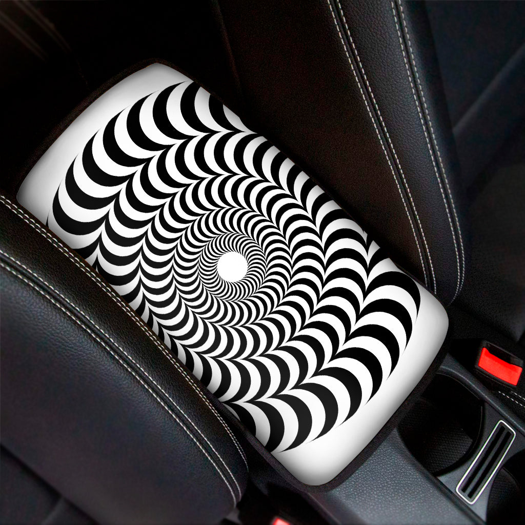 Black And White Circle Illusion Print Car Center Console Cover