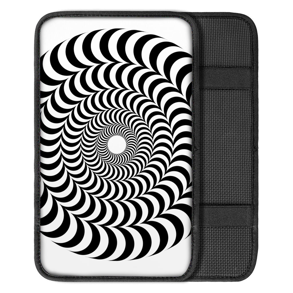 Black And White Circle Illusion Print Car Center Console Cover