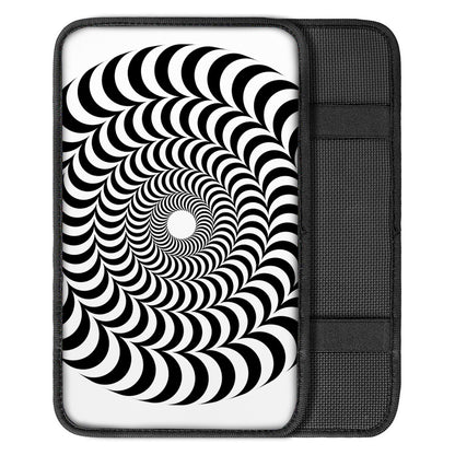 Black And White Circle Illusion Print Car Center Console Cover