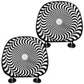 Black And White Circle Illusion Print Car Headrest Covers