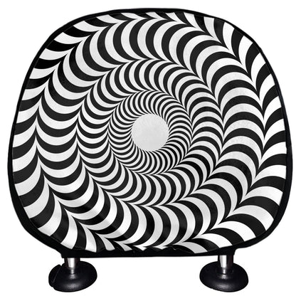 Black And White Circle Illusion Print Car Headrest Covers