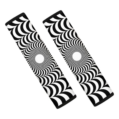 Black And White Circle Illusion Print Car Seat Belt Covers