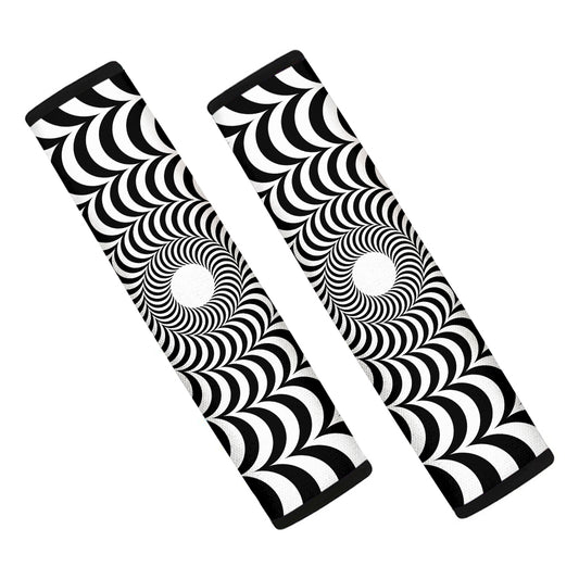 Black And White Circle Illusion Print Car Seat Belt Covers