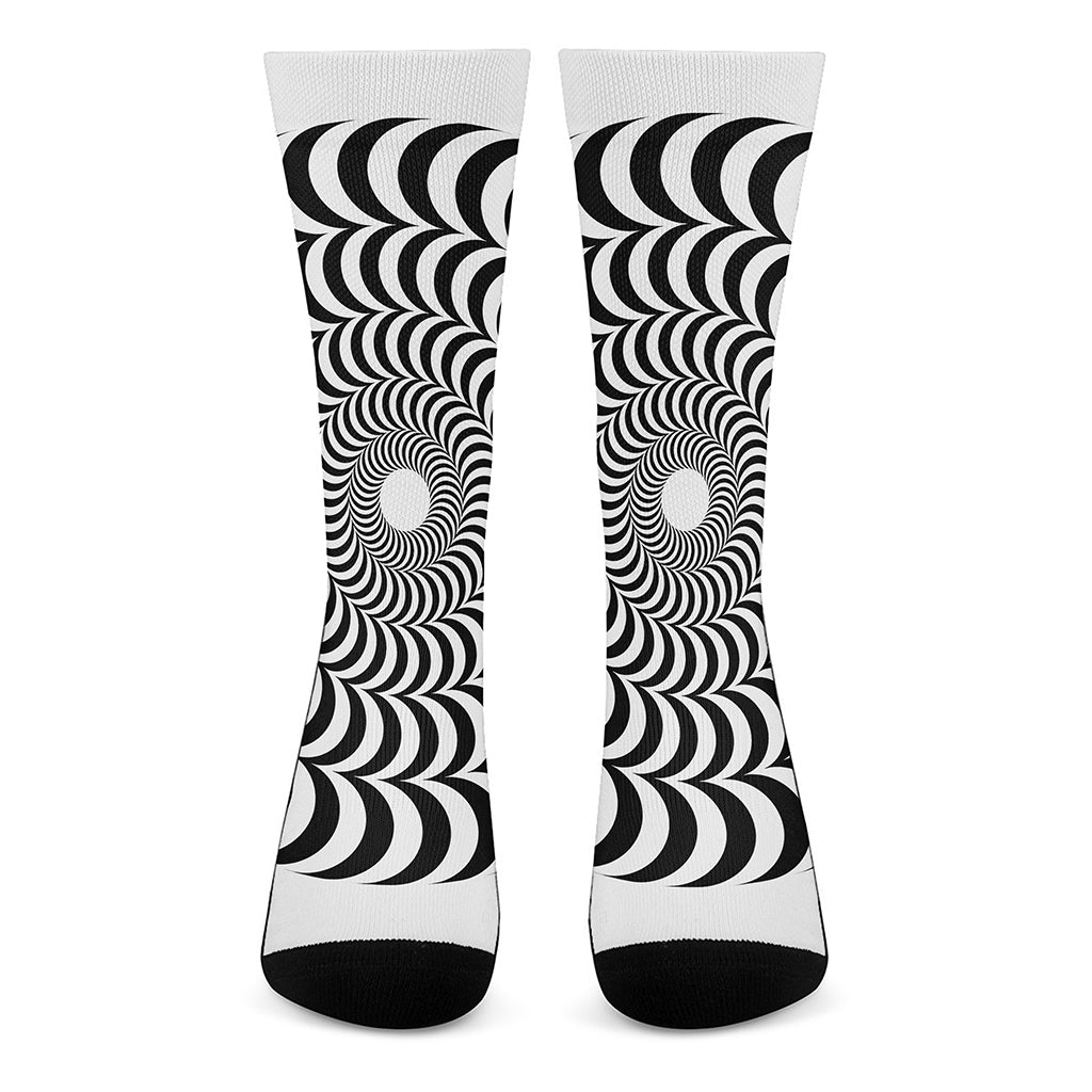 Black And White Circle Illusion Print Crew Socks