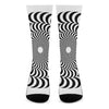 Black And White Circle Illusion Print Crew Socks