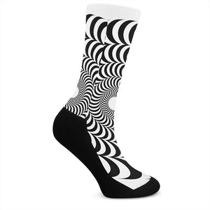 Black And White Circle Illusion Print Crew Socks