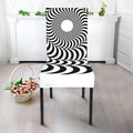 Black And White Circle Illusion Print Dining Chair Slipcover