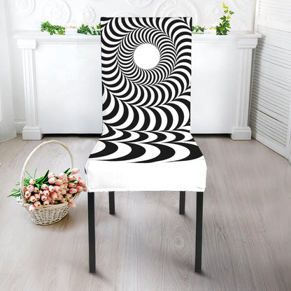 Black And White Circle Illusion Print Dining Chair Slipcover