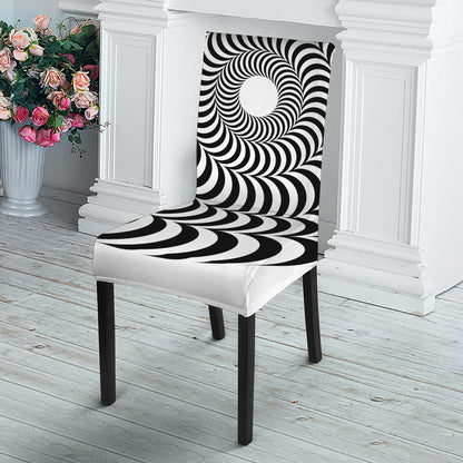 Black And White Circle Illusion Print Dining Chair Slipcover