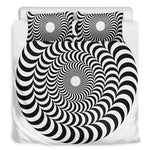 Black And White Circle Illusion Print Duvet Cover Bedding Set
