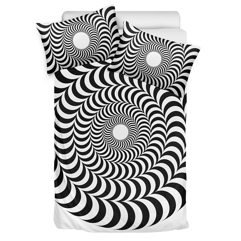 Black And White Circle Illusion Print Duvet Cover Bedding Set
