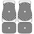 Black And White Circle Illusion Print Front and Back Car Floor Mats