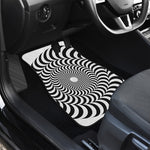 Black And White Circle Illusion Print Front and Back Car Floor Mats