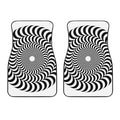 Black And White Circle Illusion Print Front Car Floor Mats