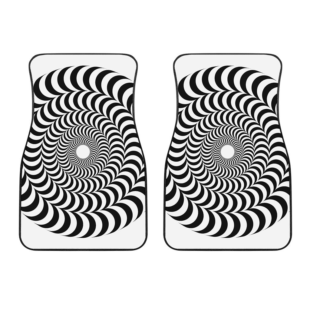 Black And White Circle Illusion Print Front Car Floor Mats