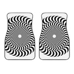 Black And White Circle Illusion Print Front Car Floor Mats