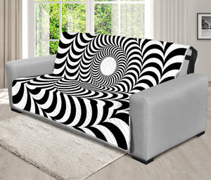 Black And White Circle Illusion Print Futon Protector