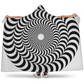 Black And White Circle Illusion Print Hooded Blanket