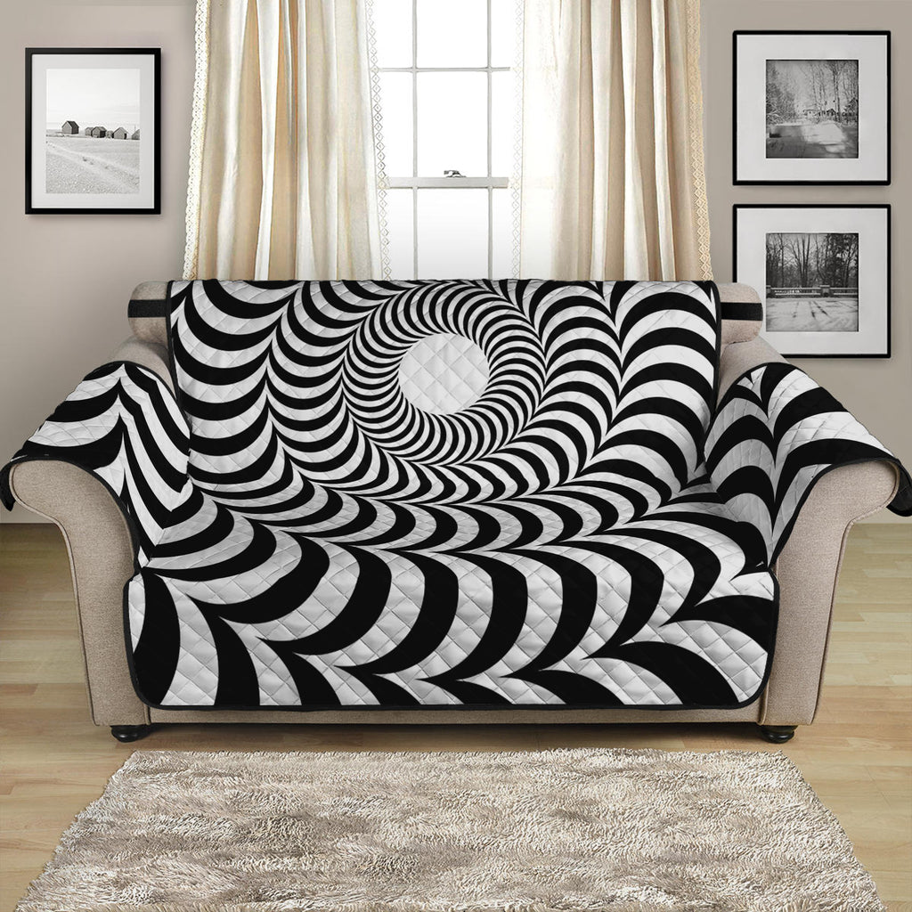 Black And White Circle Illusion Print Loveseat Protector