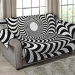 Black And White Circle Illusion Print Loveseat Protector