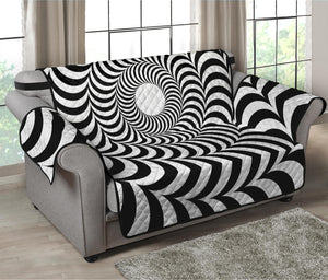 Black And White Circle Illusion Print Loveseat Protector