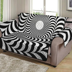 Black And White Circle Illusion Print Loveseat Protector