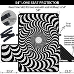 Black And White Circle Illusion Print Loveseat Protector