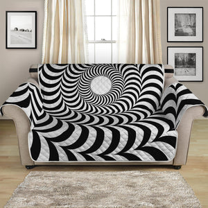 Black And White Circle Illusion Print Loveseat Protector