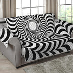 Black And White Circle Illusion Print Loveseat Protector