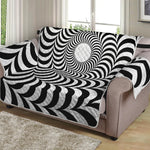 Black And White Circle Illusion Print Loveseat Protector