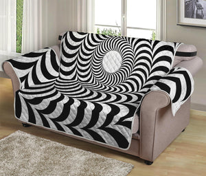 Black And White Circle Illusion Print Loveseat Protector