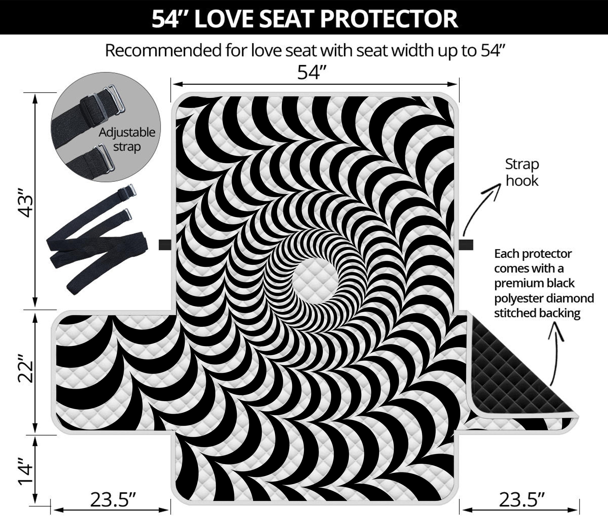 Black And White Circle Illusion Print Loveseat Protector