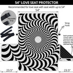 Black And White Circle Illusion Print Loveseat Protector