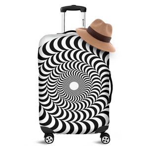 Black And White Circle Illusion Print Luggage Cover