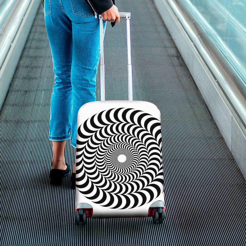 Black And White Circle Illusion Print Luggage Cover