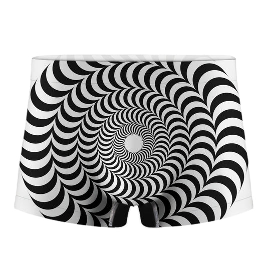 Black And White Circle Illusion Print Men's Boxer Briefs
