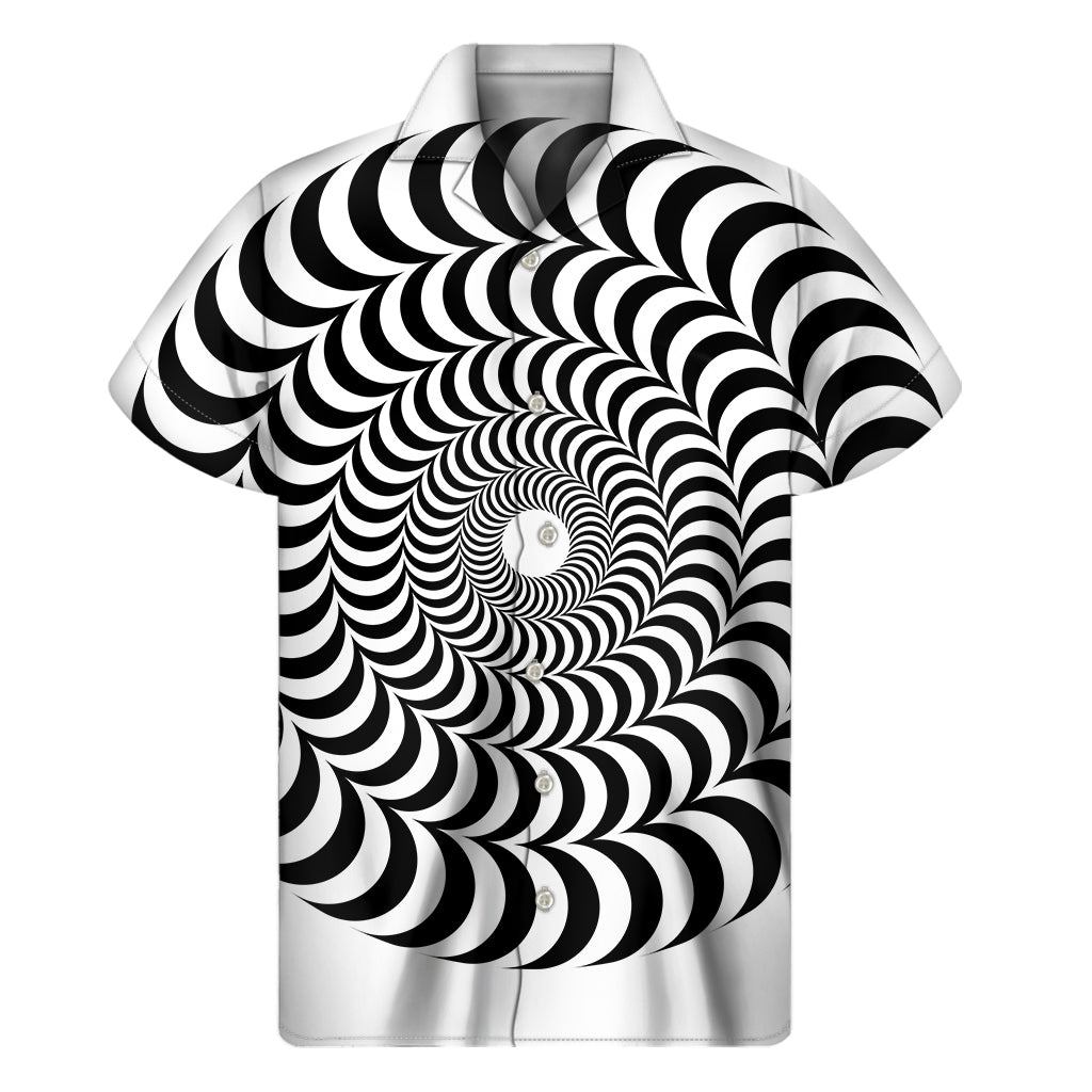 Black And White Circle Illusion Print Men's Short Sleeve Shirt