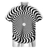 Black And White Circle Illusion Print Men's Short Sleeve Shirt