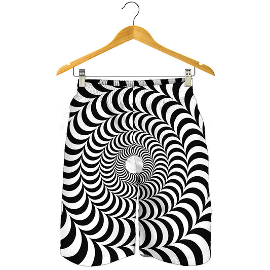 Black And White Circle Illusion Print Men's Shorts