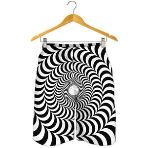 Black And White Circle Illusion Print Men's Shorts