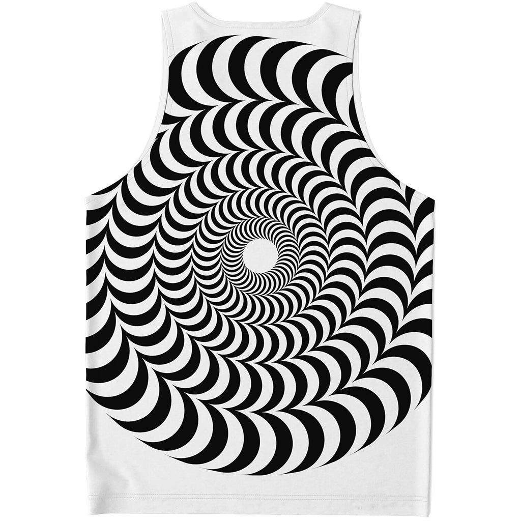 Black And White Circle Illusion Print Men's Tank Top