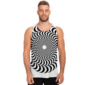 Black And White Circle Illusion Print Men's Tank Top