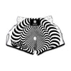 Black And White Circle Illusion Print Muay Thai Boxing Shorts